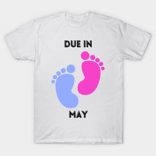 Due in May Baby Footprints Gift T-Shirt